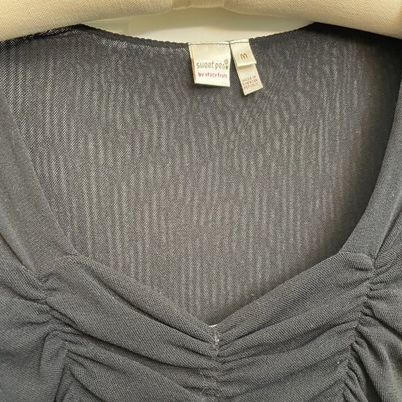 Black mesh long sleeve fitted anthropology top. Super sexy - Picture 3 of 3